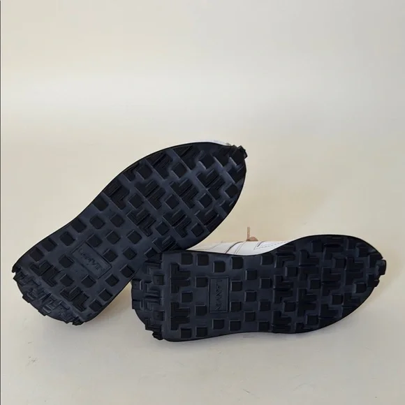 LANVIN Men’s Bumper Optic White Nylon / Nappa Leather and Suede Running Sneakers - Picture 7 of 7